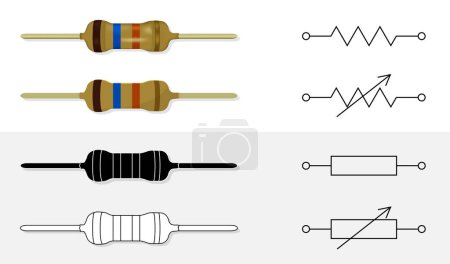 Illustration for Resistor isolated electrical part vector resistor, resistance electronic symbol - Royalty Free Image