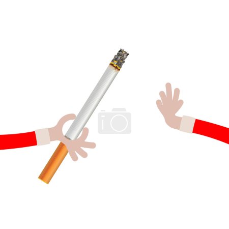 Ilustración de Hombre dar cigarrillo, no fumar, concepto de dejar de compartir tabaco - Imagen libre de derechos