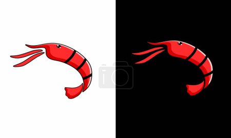 Illustration vector graphics of red shrimp logo design template suitable for seafood