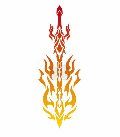 Ilustración de Ilustración gráficos vectoriales de diseño de arte tribal quema espada de fuego - Imagen libre de derechos