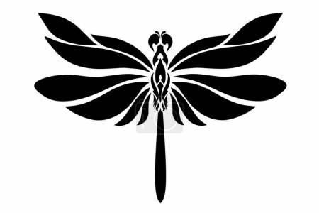 Illustration vector graphics of tribal art black dragonfly tattoo design, clipart style