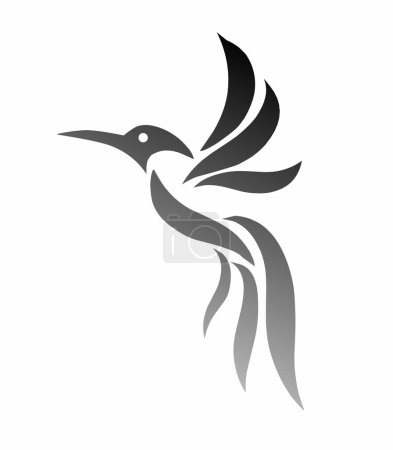 Téléchargez les illustrations : Illustrations graphiques vectoriels de conception d'art tribal tatouage de colibri sur un fond blanc - en licence libre de droit