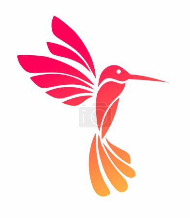 Téléchargez les illustrations : Illustrations graphiques vectoriels de conception d'art tribal tatouage de colibri sur un fond blanc - en licence libre de droit
