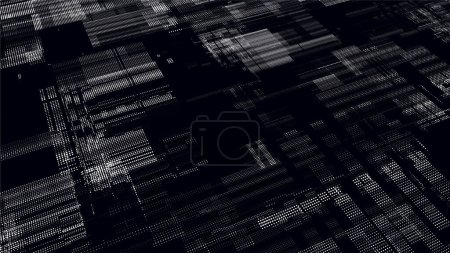 Abstract digital cyberspace with moving particles. Cyber security database. Matrix technology decoder. Futuristic hi-tech background with black dots. High speed big data. Vector illustration.