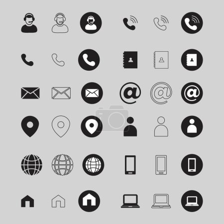 Ilustración de Contact us vector icons flat icons set on white background. Contact Icon set. Vector illustrations. Flat design. - Imagen libre de derechos