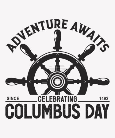 Ilustración de Aventura Espera Celebrando el Día de Colón Camiseta - Imagen libre de derechos