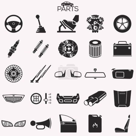 Téléchargez les illustrations : Élégance automobile Vector Car Parts Collection - en licence libre de droit