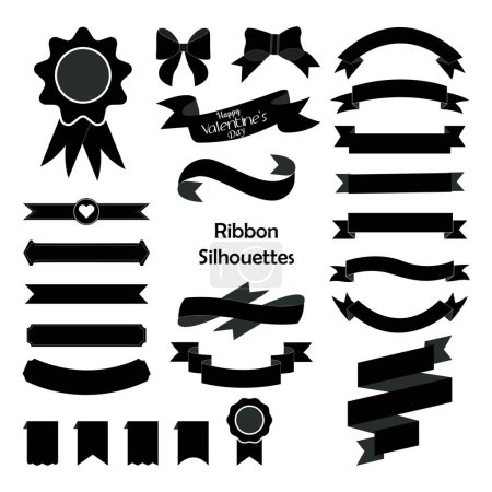 Illustration for Ribbon, riband banners editable element vector or silhouettes bundle - Royalty Free Image