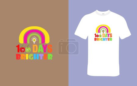 Illustration for 100 Days Brighter T shirt Design - Royalty Free Image
