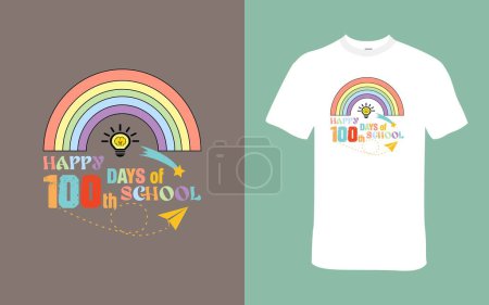 Illustration for Happy 100th days of School T Shirt Design - Royalty Free Image