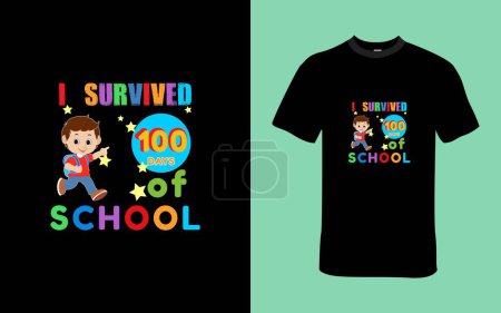 Illustration for I Survived 100 days of School T Shirt Design - Royalty Free Image