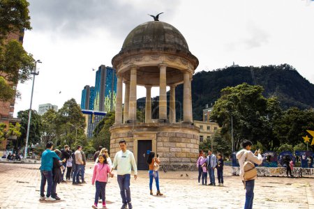 Photo for Bogota, Colombia - July 2nd 2023. Temple of the Liberator Simon Bolivar at  the Journalists Park located in the Las Nieves neighborhood in the center of the city of Bogota. - Royalty Free Image