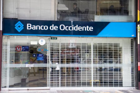Photo for Bogota, Colombia - October 21st 2023. Facade of the Banco de Occidente bank in Bogota. Finances concept - Royalty Free Image