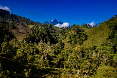 Les paysages étonnants de la chaîne centrale sur l'ascension vers le haut de lettres entre les villes de Fresno et Manizales en Colombie