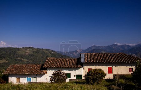 Rural house and mountains at the beautiful heritage town of Salamina in the department of Caldas in Colombia