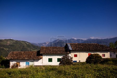 Rural house and mountains at the beautiful heritage town of Salamina in the department of Caldas in Colombia