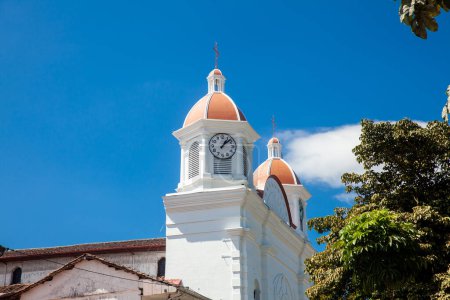 Temple of the Immaculate Conception at the historical downtown of the heritage town of Aguadas located at the Caldas department in Colombia.