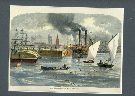 Photo for A water colored antique print of New Orleans from Picturesque America dated 1872. - Royalty Free Image