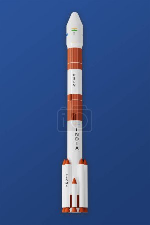 Photo for PUNE, INDIA, 2nd SEPTEMBER 2023. Aditya L1 isolated on blue background. elements of this image furnished-by NASA and ISRO. 3D illustration concept - Royalty Free Image