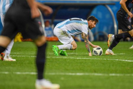 Téléchargez les photos : NIZHNIY NOVGOROD, RUSSIA - JUNE 21: Lionel Messi of Argentina during the 2018 FIFA World Cup Russia group D match between Argentina and Croatia - en image libre de droit