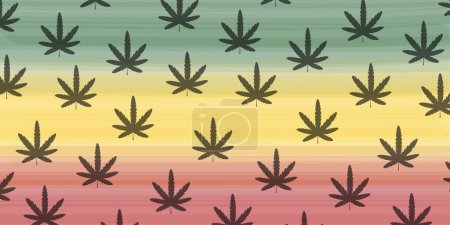 Ilustración de Reagge jamaica with black marijuana style pattern background - Imagen libre de derechos