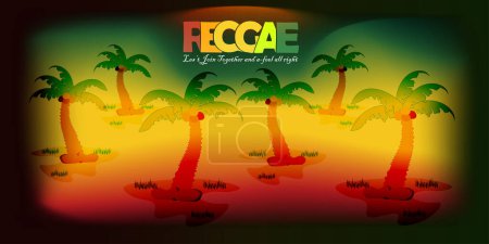 Ilustración de Reggae themed background, suitable for music covers, posters, t-shirts, reggae events and others - Imagen libre de derechos