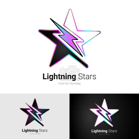 Ilustración de Logotipo de Lighning Stars Futuro de su negocio de tecnología, logotipo de música y logotipo de esport - Imagen libre de derechos