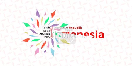 Téléchargez les illustrations : Indonesian independence day banner 17 august 1945, simple background with a little free space you can add a logo according to the year of independence - en licence libre de droit