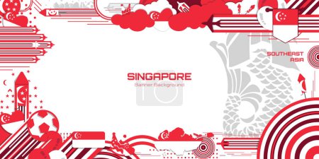Illustration for Happy Independence Day of Singapore, illustration background design, country theme - Royalty Free Image