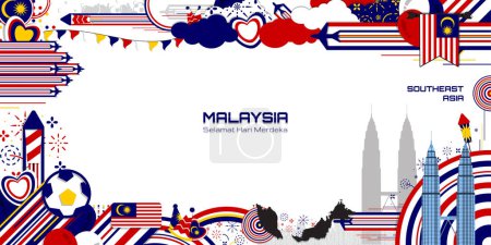 Illustration for Happy Independence Day of Malaysia, illustration background design, country theme - Royalty Free Image