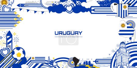 Téléchargez les illustrations : Joyeuse fête de l'indépendance de l'Uruguay, illustration fond design, thème du pays - en licence libre de droit