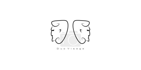 Téléchargez les illustrations : Duo visage business logo design, logo de la marque - en licence libre de droit