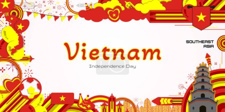 Feliz Día de la Independencia de Vietnam, diseño de fondo de ilustración, Banner, plantilla de redes sociales