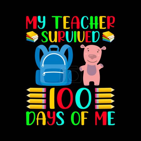 Ilustración de 100 Days Of School T-shirt Design Template - Imagen libre de derechos