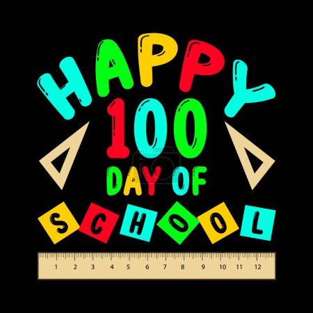 Ilustración de 100 Days Of School T-shirt Design Template - Imagen libre de derechos