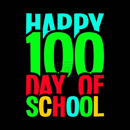 Illustration for 100 Days Of School T-shirt Design Template - Royalty Free Image
