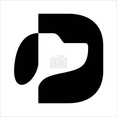 Foto de Logo inicial de la letra D con el perro principal, diseño minimalista de la plantilla del logotipo de la letra, vector del logotipo del perro principal - Imagen libre de derechos