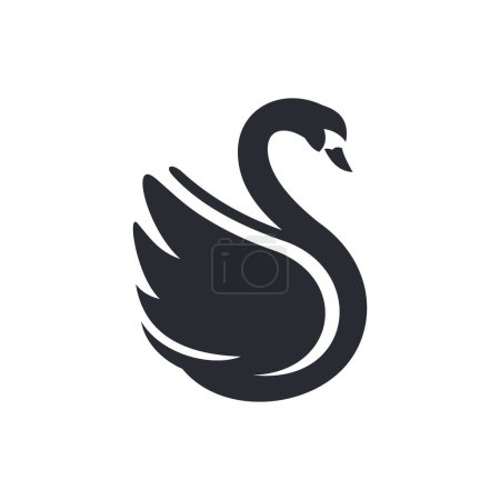 Téléchargez les illustrations : Silhouette Swan Flapping wings logo - en licence libre de droit