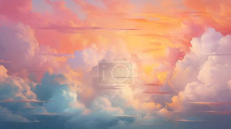 Photo for Vibrant Sunset over Dramatic Clouds and Scenic Landscape - Royalty Free Image