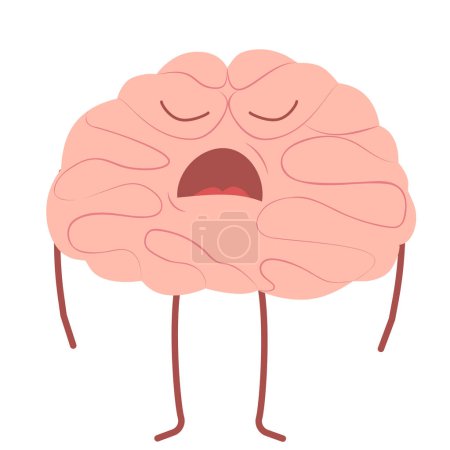 Illustration for Vector character in flat style. The brain is sad, disappointed. Organ of the central nervous system vector illustration. - Royalty Free Image