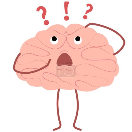 Illustration for Vector character in flat style. The brain is searching for an answer. Vector illustration of the organs of the central nervous system. - Royalty Free Image