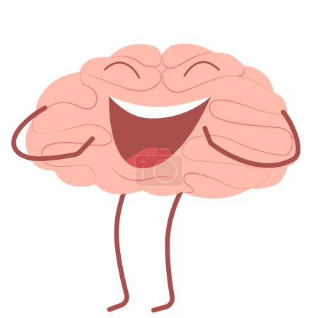 Illustration for Vector character in flat style. Cheerful brain. Organ of the central nervous system vector illustration. - Royalty Free Image