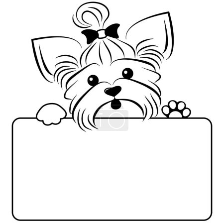 Illustration for Vector design element.  Yorkshire Terrier dog with a blank sign where you can place text. - Royalty Free Image