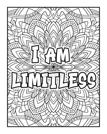 Illustration for An Inspirational word Coloring page for Positive Thinking and Self-Motivation. Coloring page - Royalty Free Image