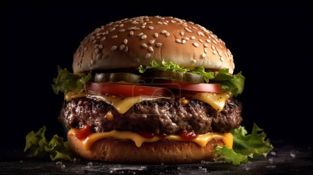 Téléchargez les photos : Hamburger maison au bœuf, tomate et fromage - en image libre de droit