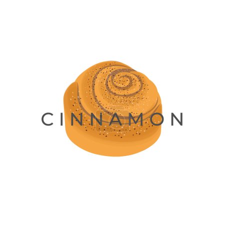 Illustration for Cinnamon Roll Realistic Vector Illustration Logo With Sweet And Delicious Sprinkles - Royalty Free Image