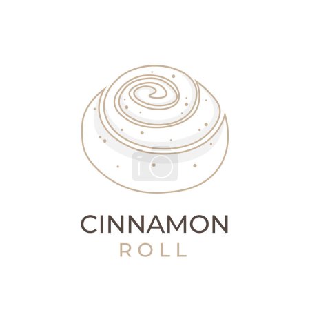 Téléchargez les illustrations : Cinnamon Roll Simple Line Art Vector Illustration Logo - en licence libre de droit