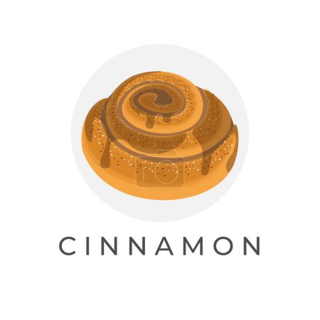 Cinnamon Roll Vector Illustration Logo With Melted Caramel