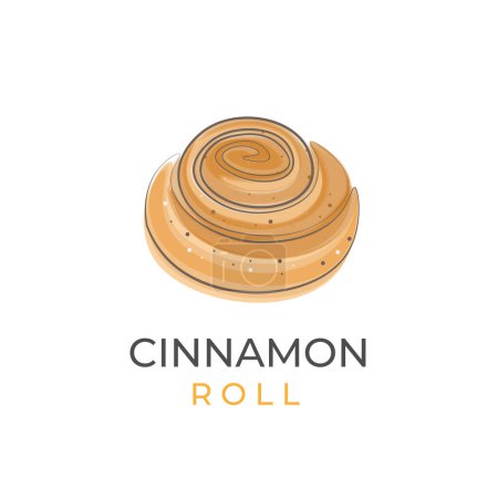 Cinnamon Roll Or kanelbulle Simple Line Art Vector Illustration Logo