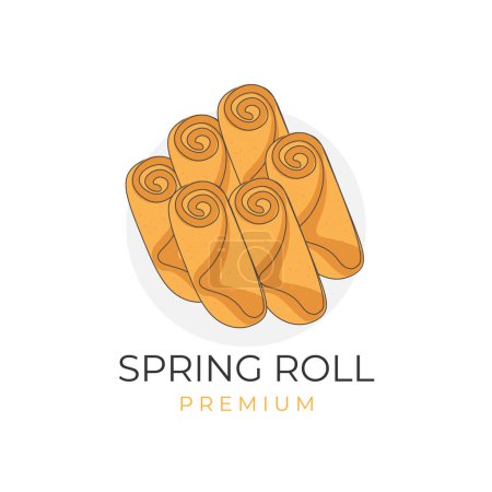 Ilustración de Fried Spring Roll Cartoon Lumpia Vector Illustration Logo - Imagen libre de derechos